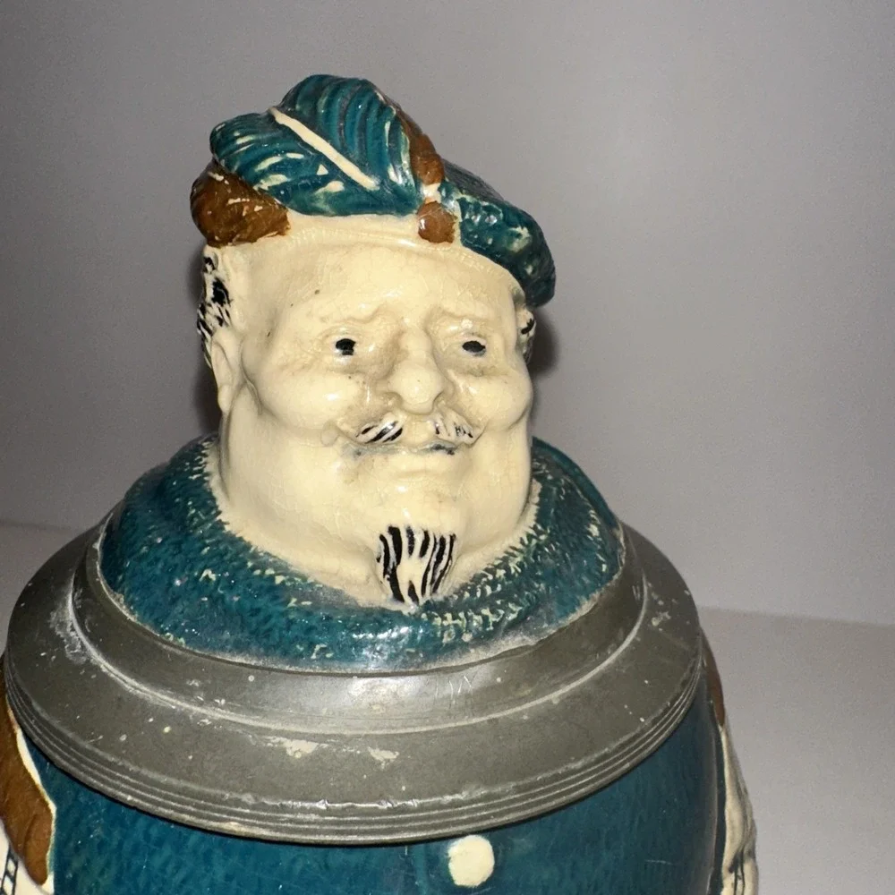 Antique German Merkelbach & Wick Beer‎ Stein Sir John Falstaff 1/2 L Capacity
